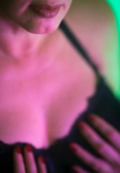 Procace Sottile Sexy Signora Con Molto Grande Erotico Seni Massiccia — Foto Stock