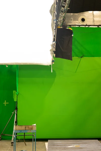 Green Croma Key Screen Television Movie Film Photography Studio Shoots — Stock Photo, Image