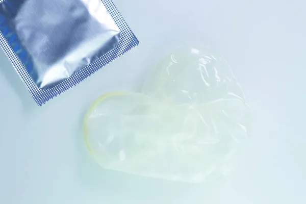 Rubber Latex Condom Male Contraceptive Safe Disease Pregnancy Free Sex — Stock Photo, Image