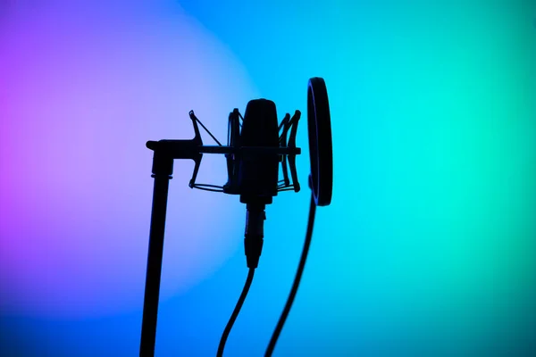 Большой Диафрагменный Кардиоидный Микрофон Профессиональных Студиях Звукозаписи — стоковое фото