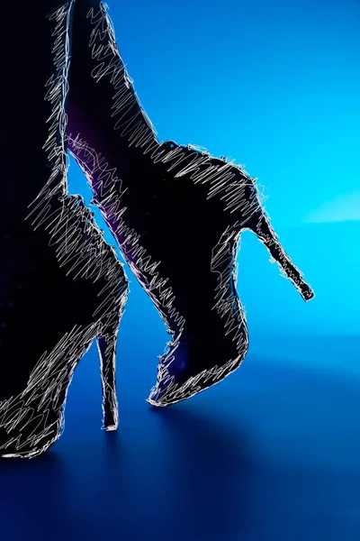 Sexy Giovane Danzatrice Tacco Alto Scarpe Spillo Con Gambe Lunghe — Foto Stock