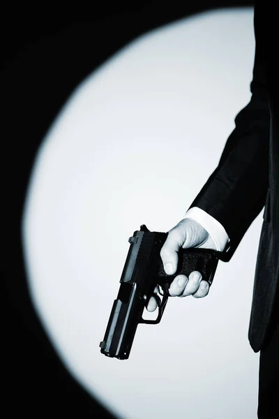 Detective Espía Masculino Sosteniendo Pistola Pistola Crimen Thriller Libro Cubierta — Foto de Stock