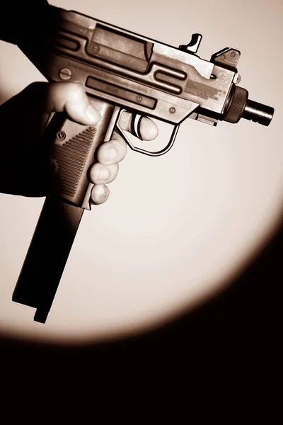 Uzi Sub Machine Gun Thriller Book Cover Design Photo Dramatic — Stock Photo, Image