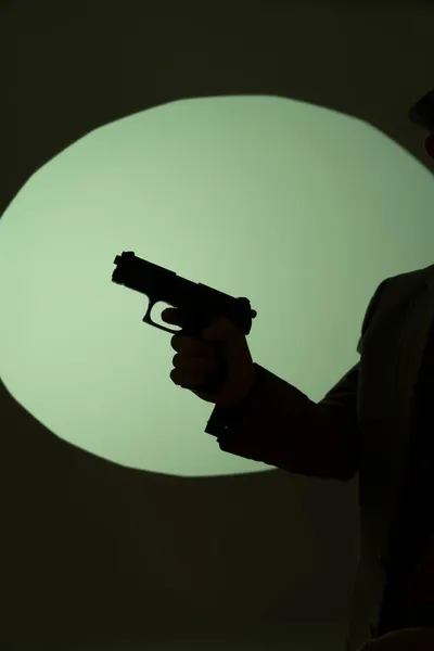 Spy Thriller Disegno Copertina Libro Con Pistola Uomo Possesso Pistola — Foto Stock