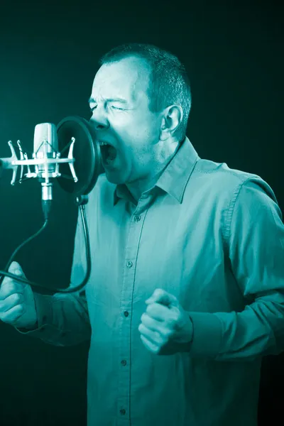 Voiceover Artist Voice Actor Vocal Recording Studio Larg Diaphragm Microphone Stock Image