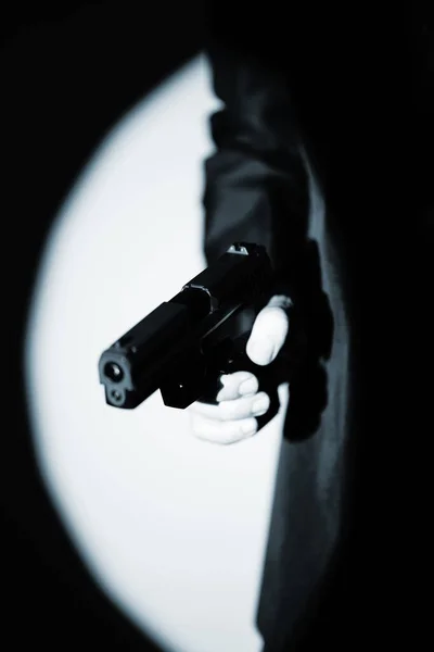 Detective Male Spy Holding Pistol Gun Crime Thriller Book Cover — Stock Photo, Image