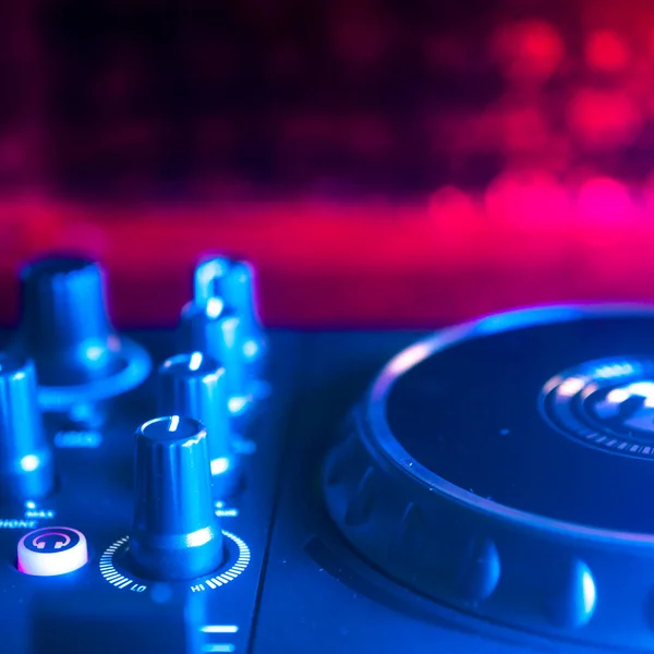 Nightclub Deejay Mixing Desk House Music Turntables Party Square Album — Stock Photo, Image