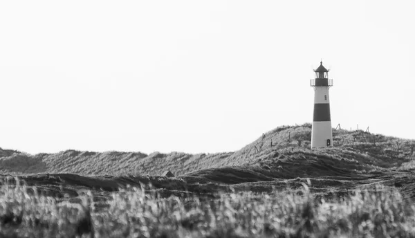 Deniz feneri ve dunes bw — Stok fotoğraf