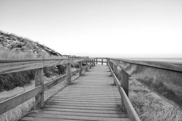 Wooden dune walkway BW LT — Stock Photo, Image