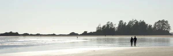 Koppel wandelen op het strand — Stockfoto