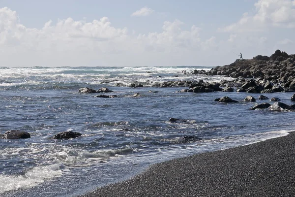 Spiaggia di sabbia nera di Lanzarote 1 Foto Stock