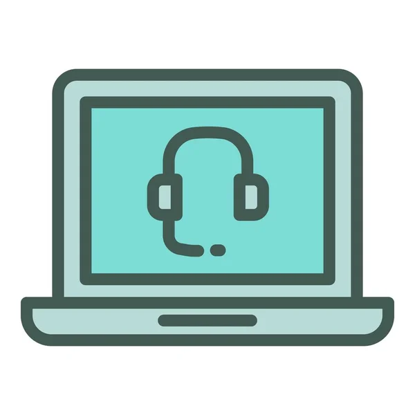 Call center laptop icon outline vector. Job work — Image vectorielle