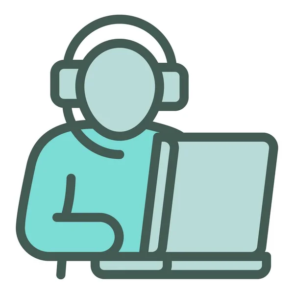 Call center work icon outline vector. Job service — Image vectorielle