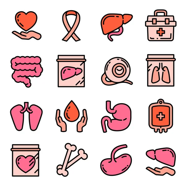 Donate organs icons set outline vector. Donor organ — Archivo Imágenes Vectoriales