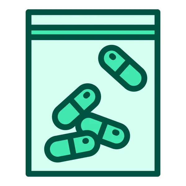 Icono antibiótico píldora contorno vector. Medicina tableta — Vector de stock