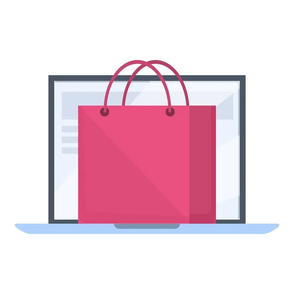 Laptop online store icon cartoon vector. Shop sale — Image vectorielle