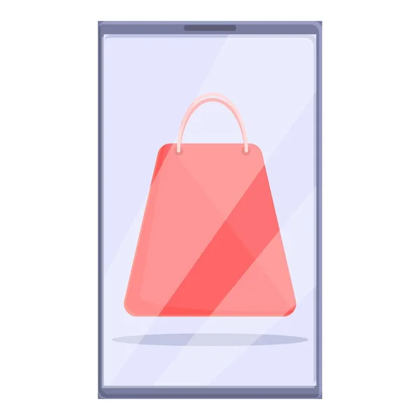Smartphone online store icon cartoon vector. Mobile shop — 스톡 벡터
