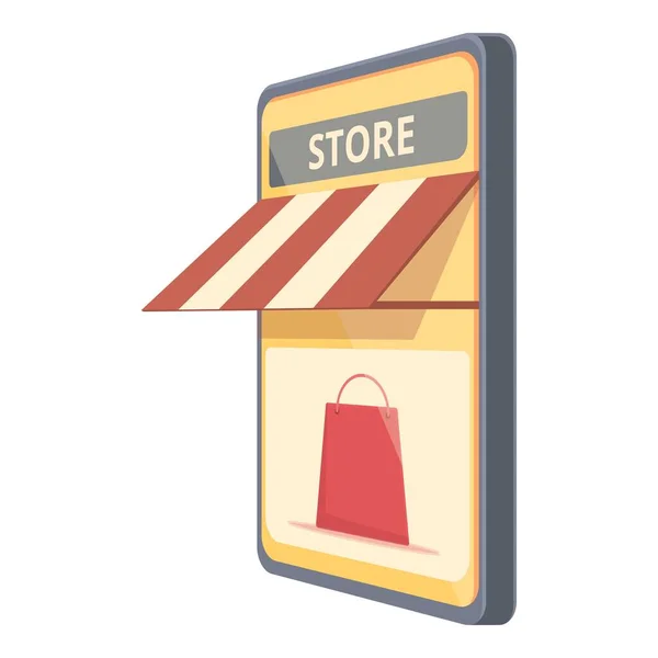 Smartphone store icon cartoon vector. Online shop — Stockvektor