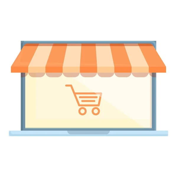 Mobile online store icon cartoon vector. Shop sale — стоковый вектор