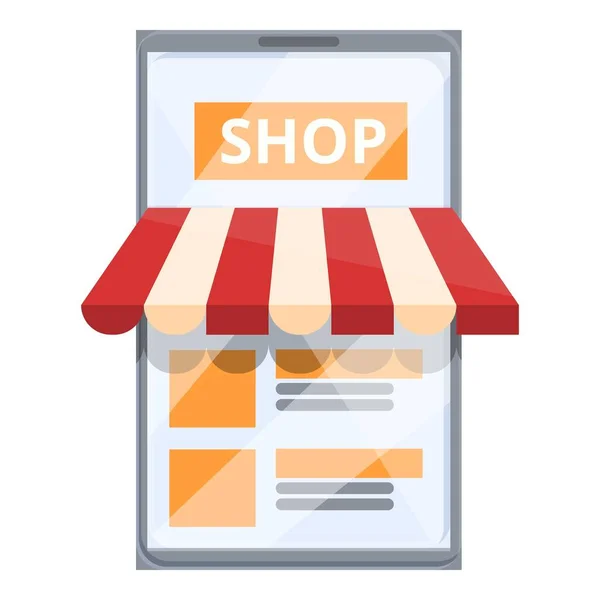 Classic online shop icon cartoon vector. Mobile store — Stockvektor