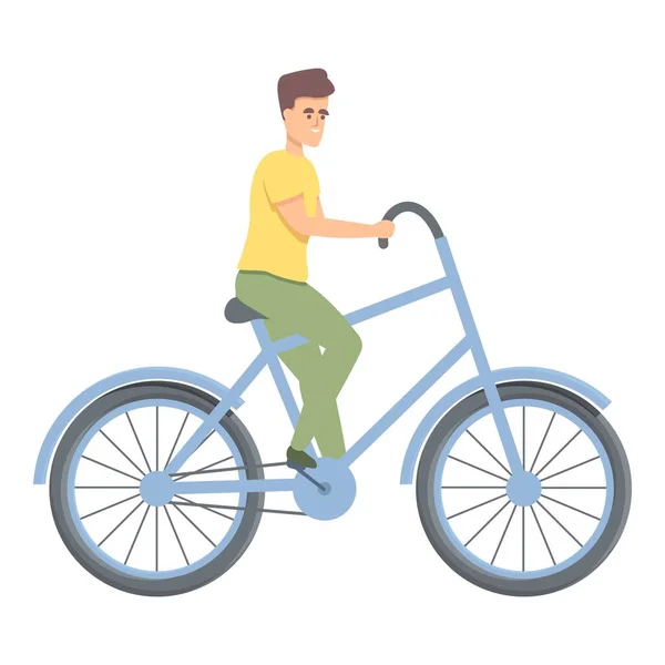 Teen on bike icon cartoon vector. Biker boy — 스톡 벡터