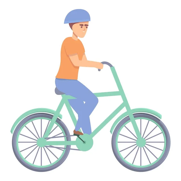 Child wearing helmet on bicycle icon cartoon vector. Children bike — Vector de stock