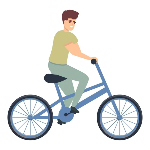 Dad on bike icon cartoon vector. Happy father — Vector de stock