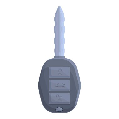 Wireless car alarm key icon cartoon vector. Lock control
