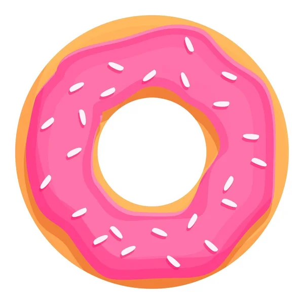 Pink donut icon cartoon vector. Sugar cake — Vector de stock