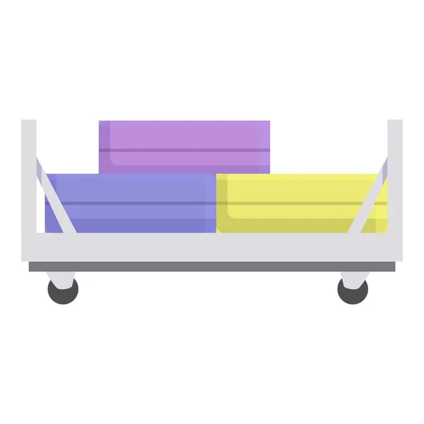 Travel luggage trolley icon cartoon vector. Suitcase airport — Stockvektor