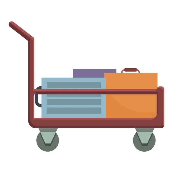 Hotel luggage trolley icon cartoon vector. Travel suitcase — стоковый вектор