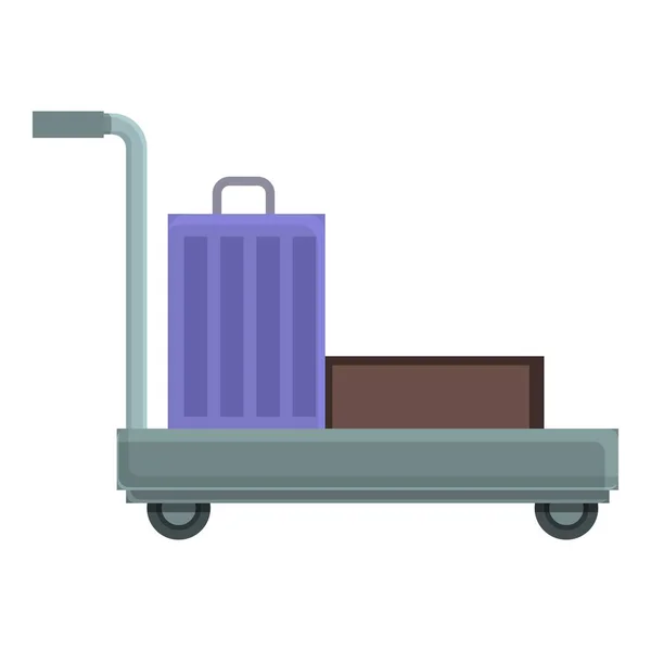 Luggage cart icon cartoon vector. Travel trolley — Stock vektor