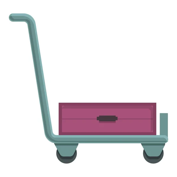 Push luggage trolley icon cartoon vector. Travel bag — Stockový vektor