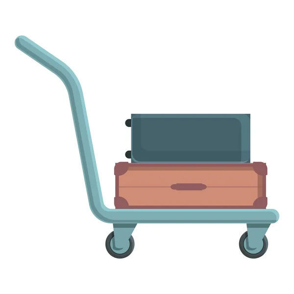 Man luggage trolley icon cartoon vector. Travel suitcase — Vetor de Stock