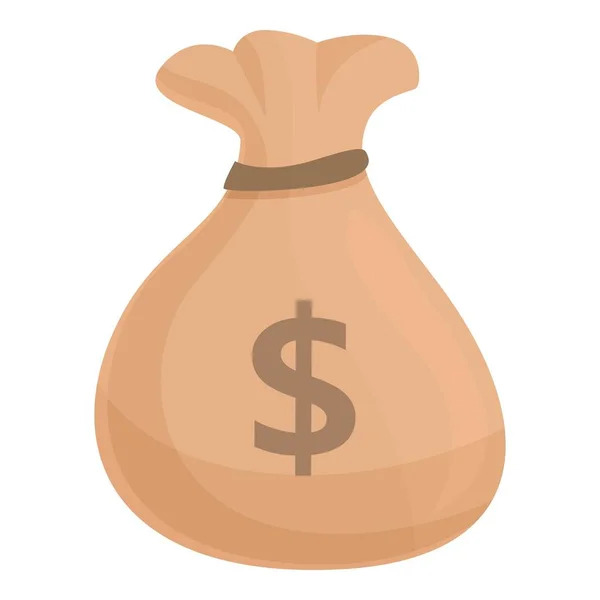 Bag of money icon cartoon vector. Sack of coin — Vetor de Stock