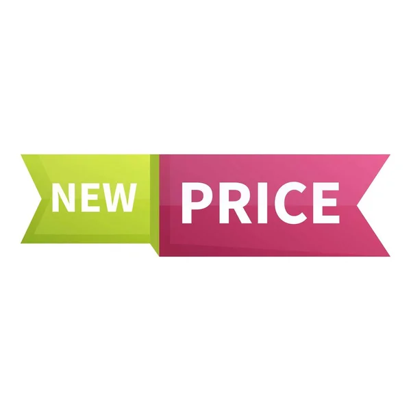 New price ribbon icon cartoon vector. Sale offer - Stok Vektor