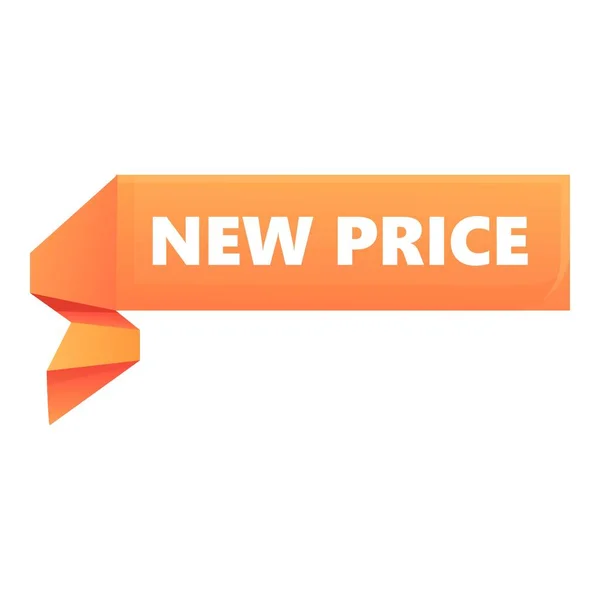 Promo new price icon cartoon vector. Sticker ribbon — Stockvektor