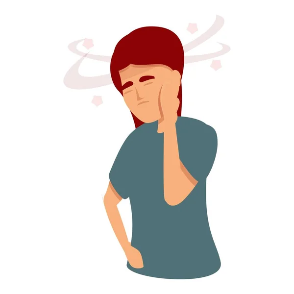 Woman brain pain icon cartoon vector. Flu sick — Wektor stockowy