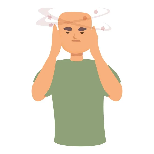 Patient headache icon cartoon vector. Brain sick - Stok Vektor