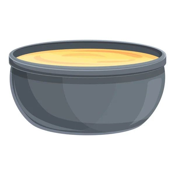 Spoon cream soup icon cartoon vector. Hot bowl — Image vectorielle