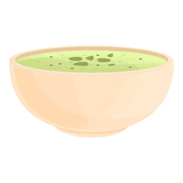 Spinach cream soup icon cartoon vector. Hot bowl — стоковый вектор
