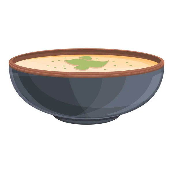 Eat cream soup icon cartoon vector. Hot bowl plate - Stok Vektor