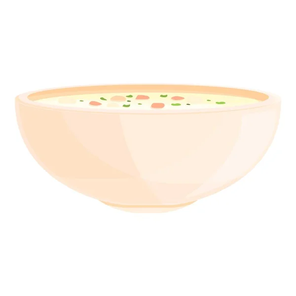 Lunch cream soup icon cartoon vector. Hot bowl — Stok Vektör