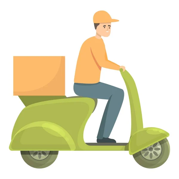 Courier scooter icon cartoon vector. Delviery man — Stockvektor