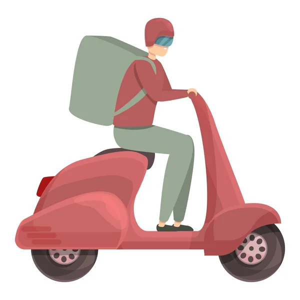 Scooter delivery icon cartoon vector. Man courier - Stok Vektor