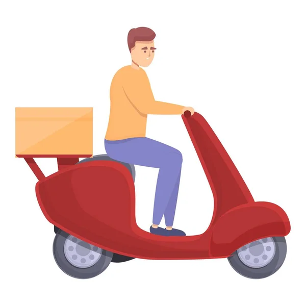 Scooter delivery man icon cartoon vector. Courier food — 图库矢量图片