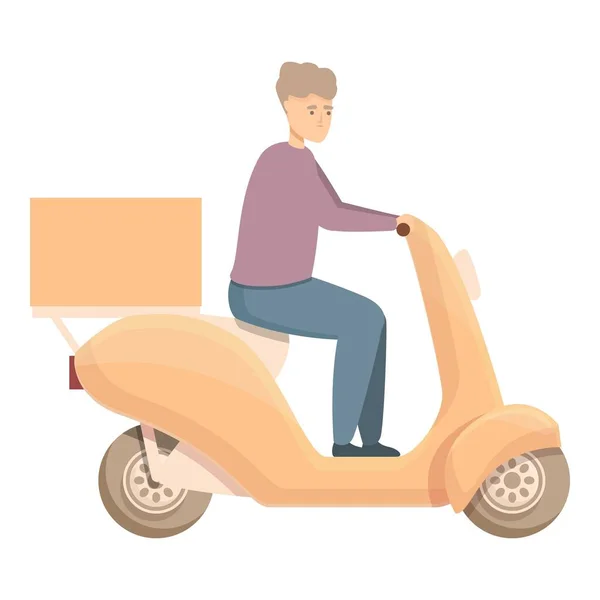 Delivery food box icon cartoon vector. Scooter courier — Stok Vektör