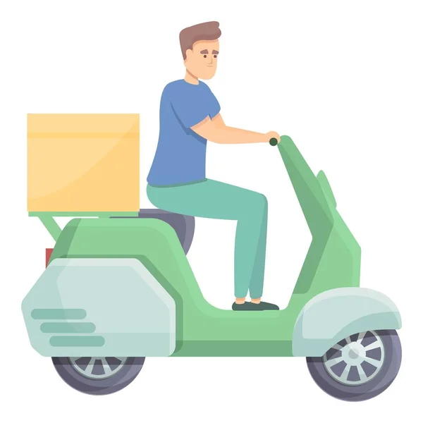 Food order delivery icon cartoon vector. Scooter man — Stockvektor