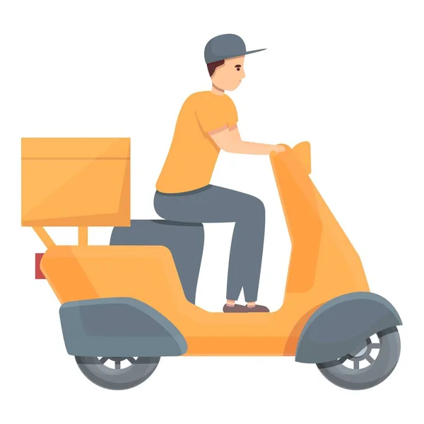 Mensajero smartphone icono vector de dibujos animados. Entrega de scooter — Archivo Imágenes Vectoriales