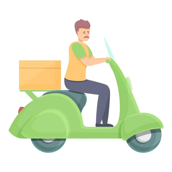 Mensajero entregar icono vector de dibujos animados. Scooter delivery hombre — Archivo Imágenes Vectoriales